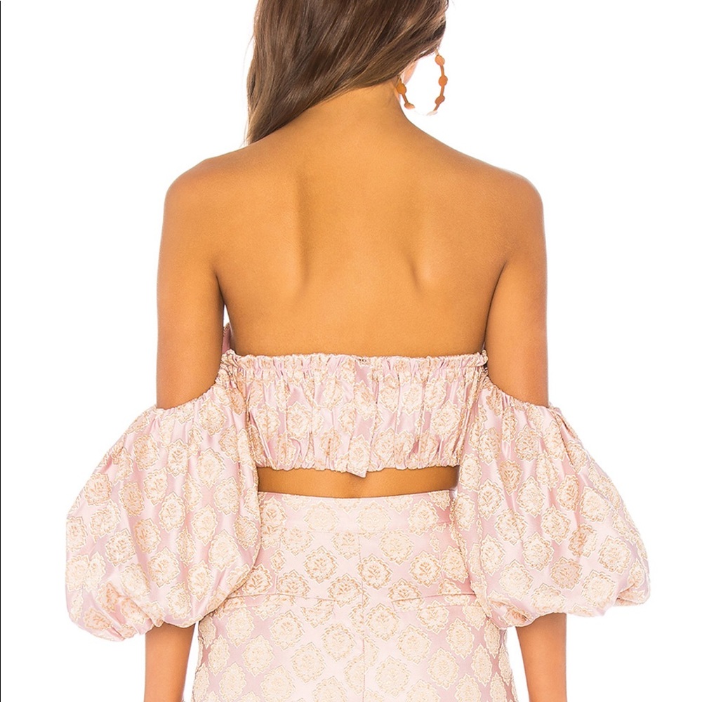 SOLD❤️LPA SHIRRED BUSTIER W/ PUFF SLEEVES- XS - Picture 4 of 8